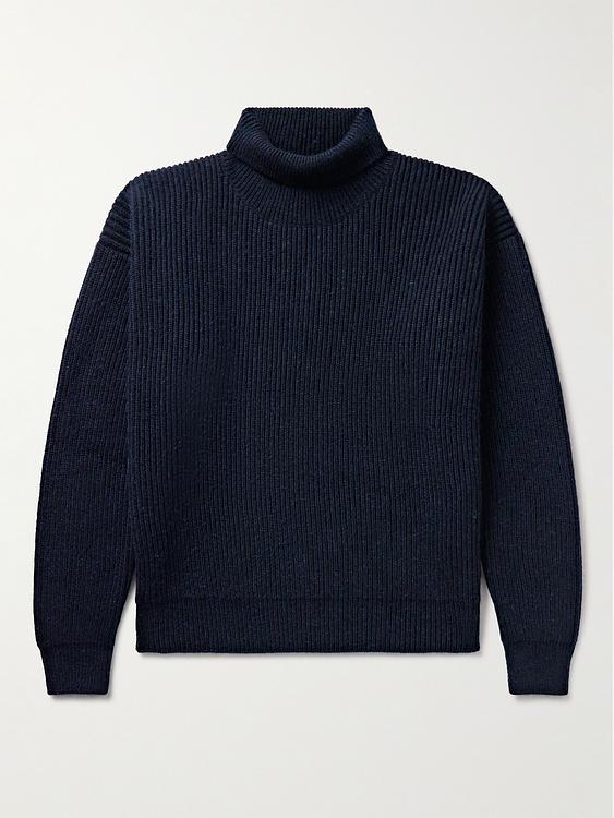 Black turtleneck from Loro Piana