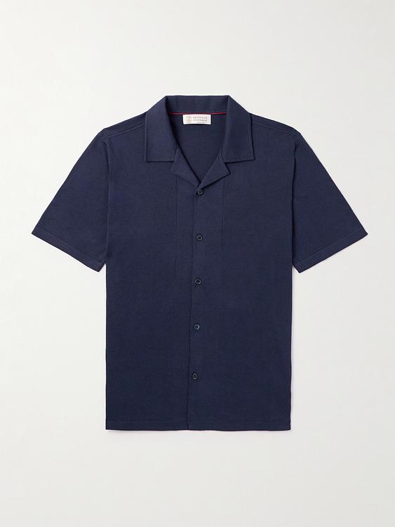 Dark blue short sleeve polo shirt from Brunello Cucinelli