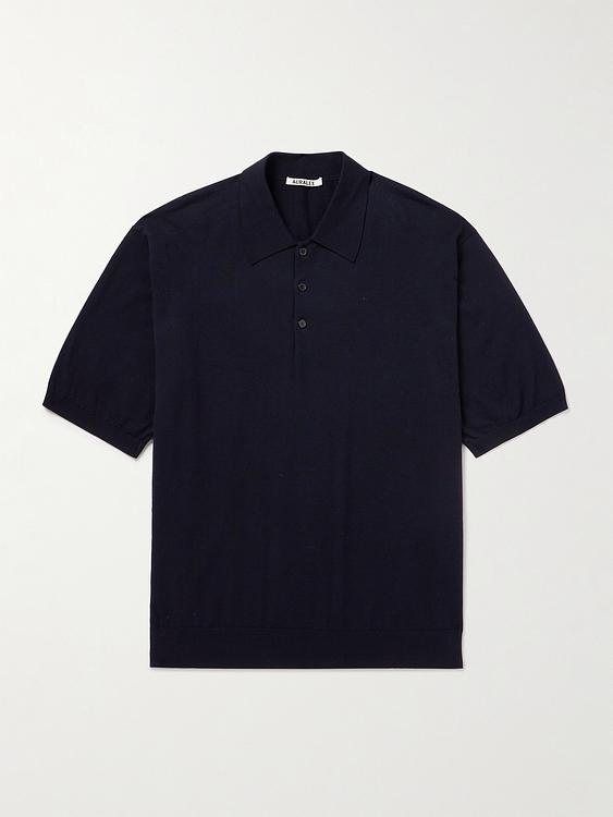 Black short sleeve polo shirt from Auralee