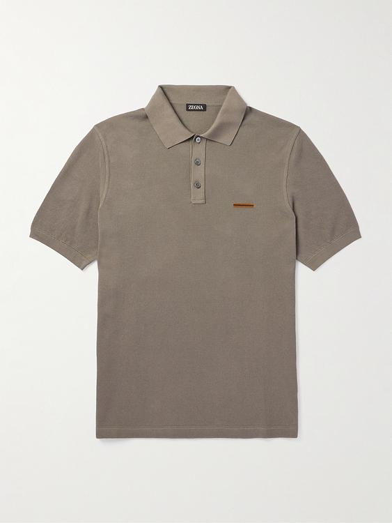 Grey short sleeve polo shirt from Zegna