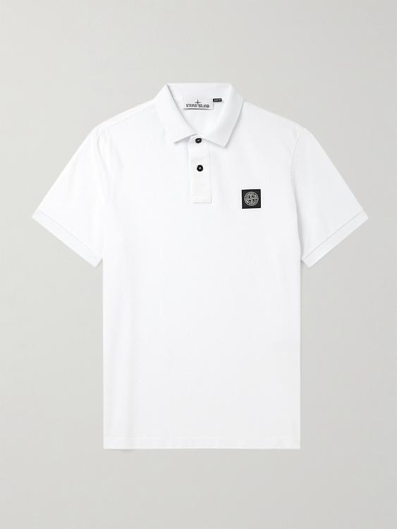 White short sleeve polo shirt from Stone Island