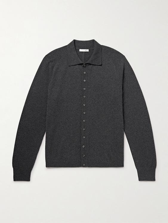 Dark grey long sleeve polo shirt from The Row