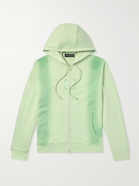 Print light green hooded sweatshirt from Saif Ud Deen