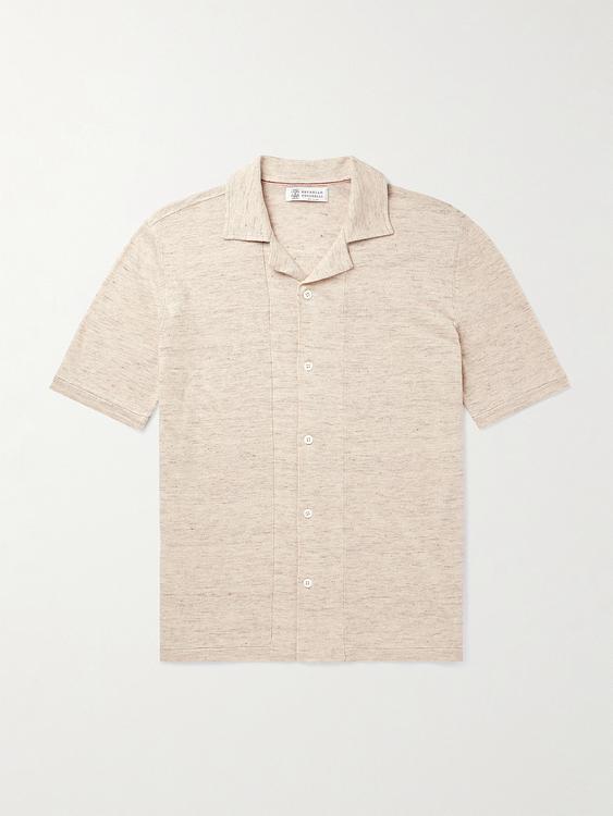 Beige short sleeve polo shirt from Brunello Cucinelli