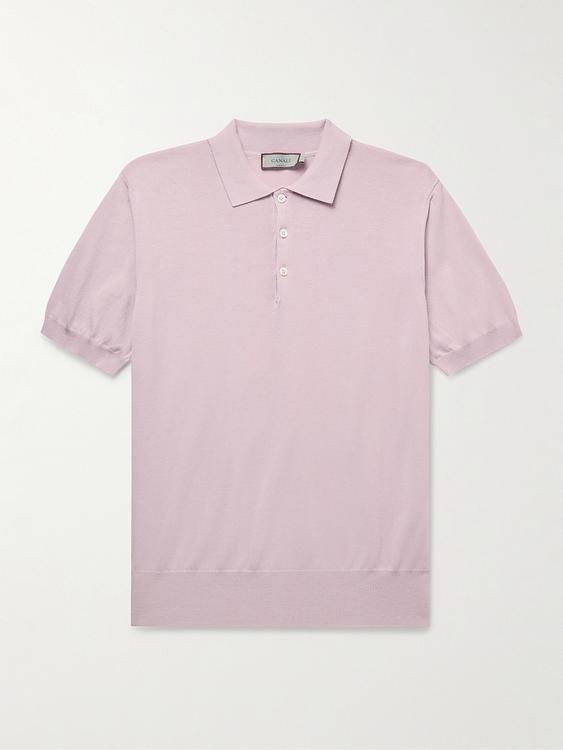 Light pink short sleeve polo shirt from Canali