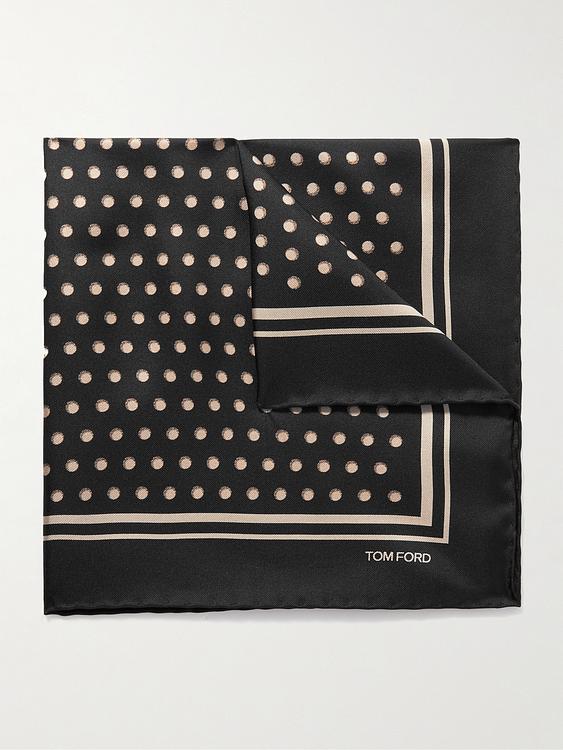 Dotted black pocket square from Tom Ford