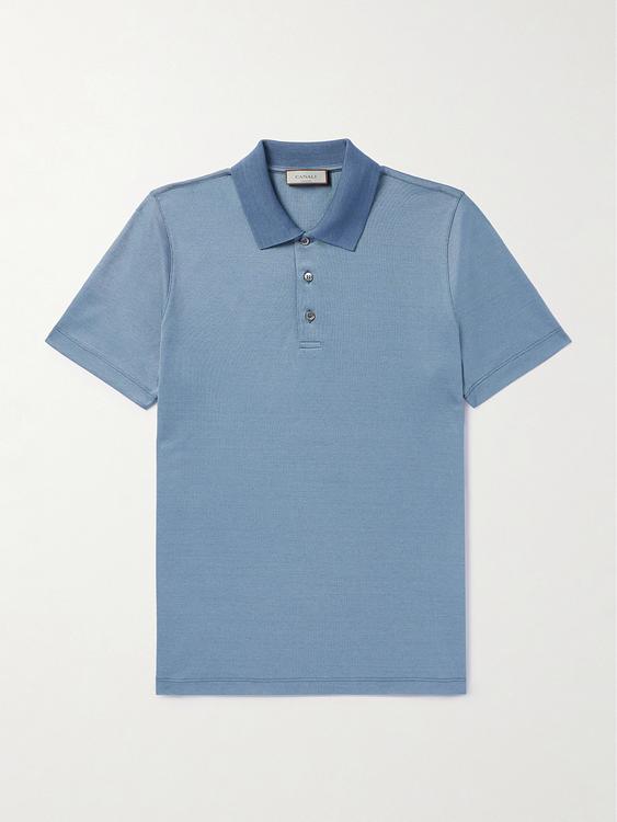 Blue short sleeve polo shirt from Canali