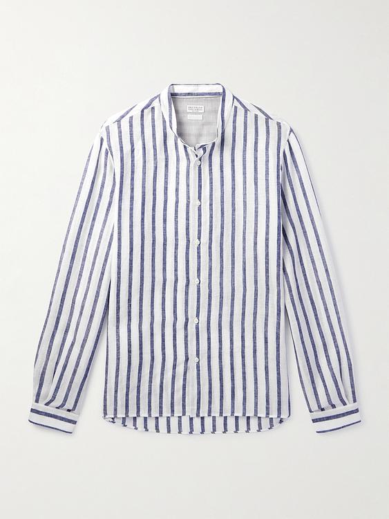 Striped white casual shirt from Brunello Cucinelli