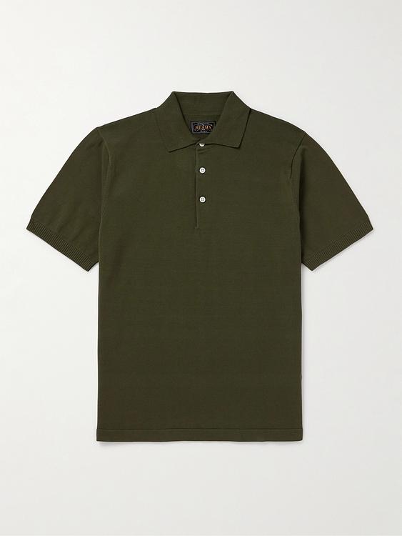 Dark green short sleeve polo shirt from Beams Plus