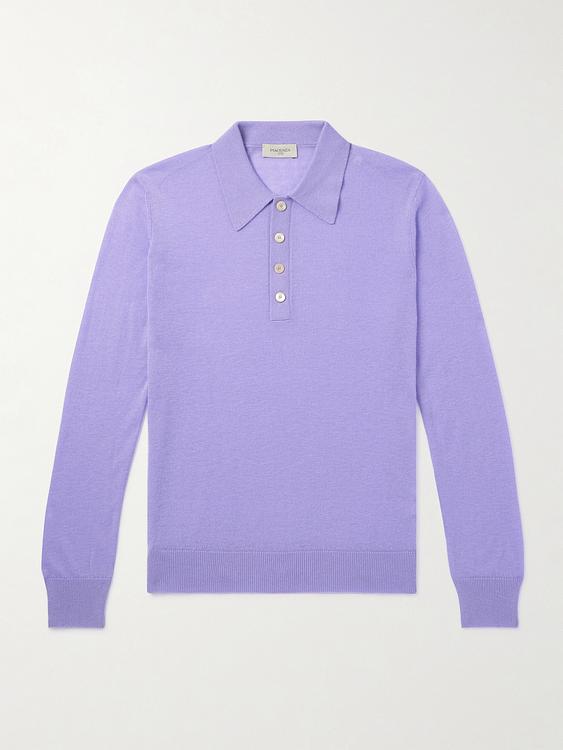 Light purple long sleeve polo shirt from Piacenza 1733