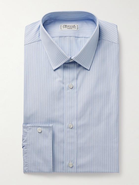 Striped light blue business shirt from Charvet