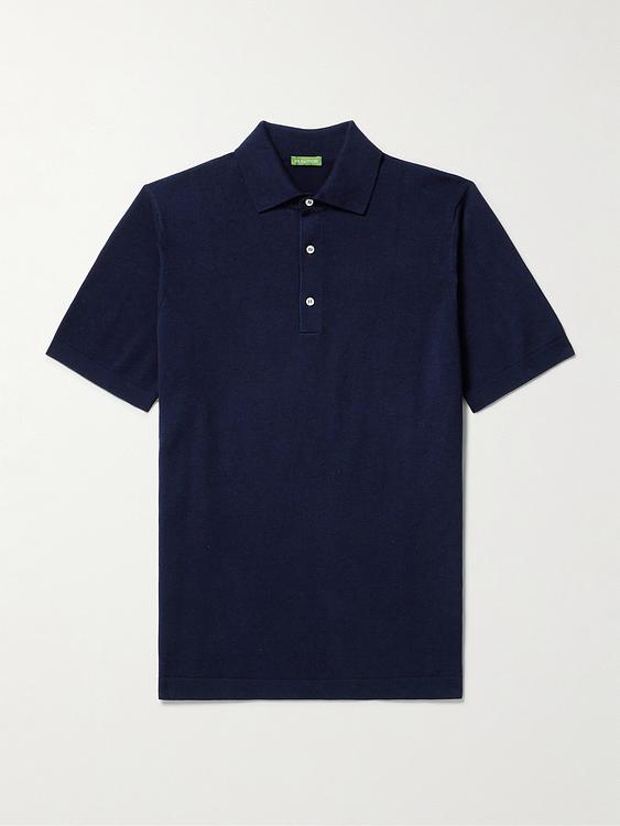 Dark blue short sleeve polo shirt from Sid Mashburn