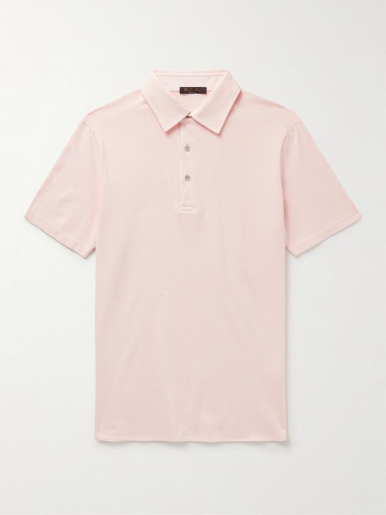 Light pink short sleeve polo shirt from Loro Piana