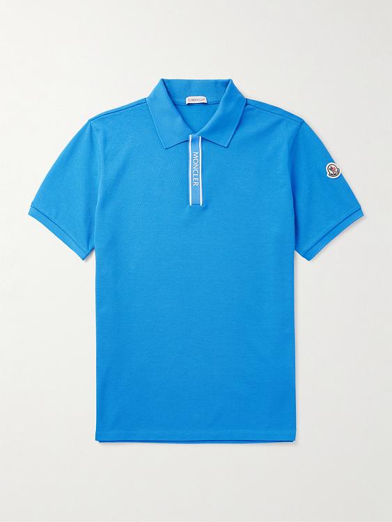 Blue short sleeve polo shirt from Moncler
