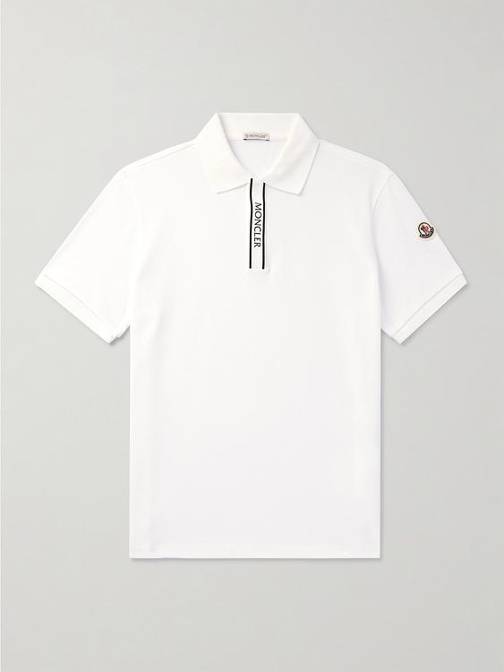 Print white short sleeve polo shirt from Moncler