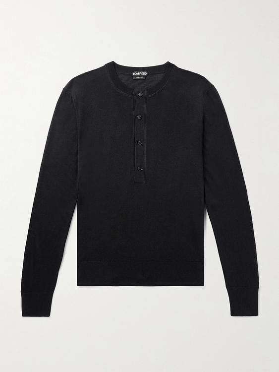 Black henley shirt from Tom Ford