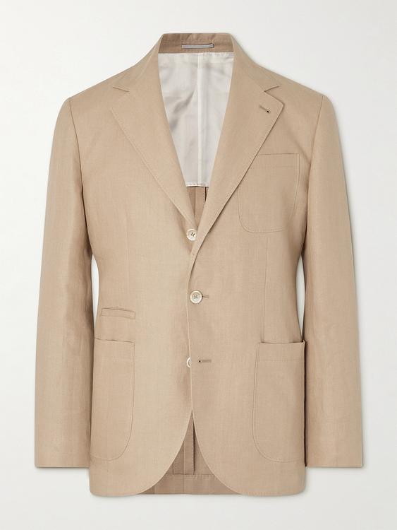 Taupe suit jacket from Brunello Cucinelli