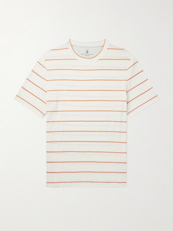 Striped white t-shirt from Brunello Cucinelli