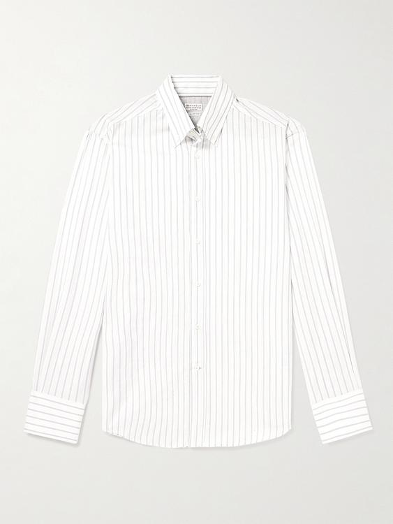 Striped white casual shirt from Brunello Cucinelli