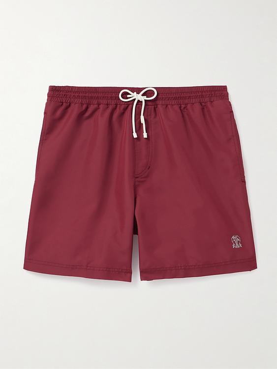 Purple swim shorts from Brunello Cucinelli