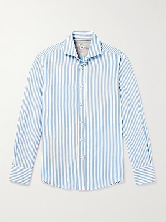 Striped white casual shirt from Brunello Cucinelli