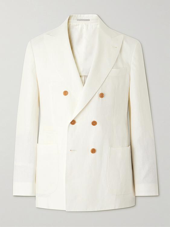 White double-breasted suit jacket from Brunello Cucinelli