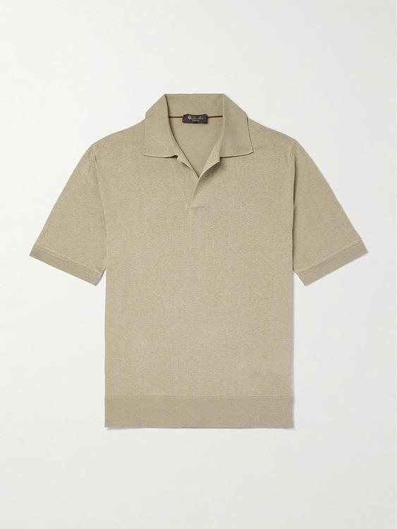 Taupe short sleeve polo shirt from Loro Piana