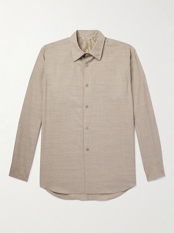 Taupe casual shirt from Auralee
