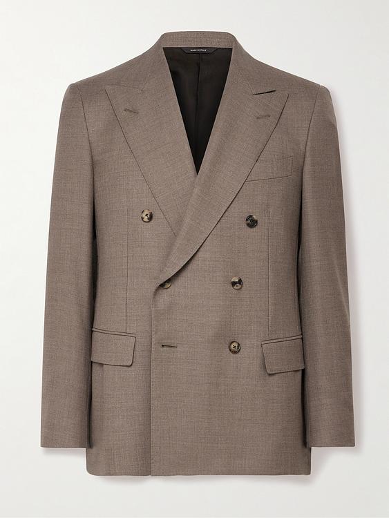 Grey double-breasted suit jacket from Loro Piana
