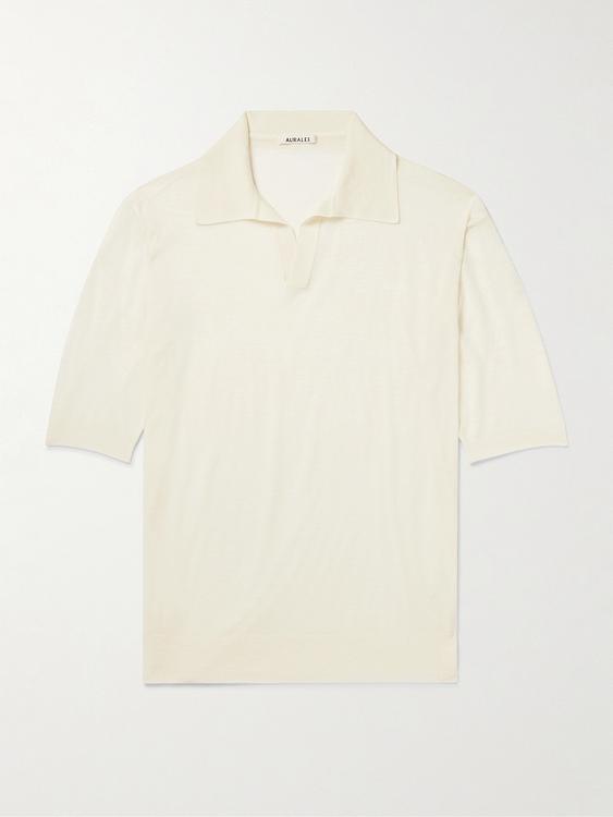 White short sleeve polo shirt from Auralee