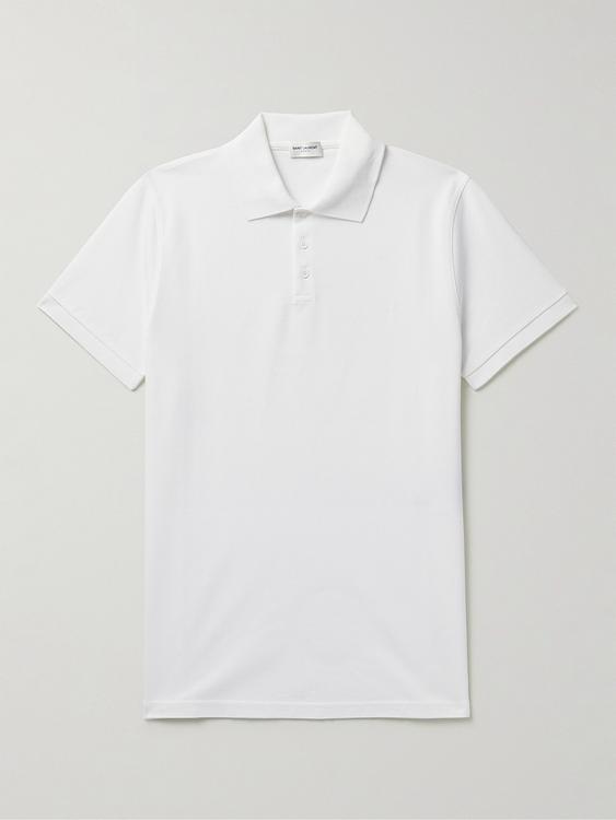 White short sleeve polo shirt from Saint Laurent