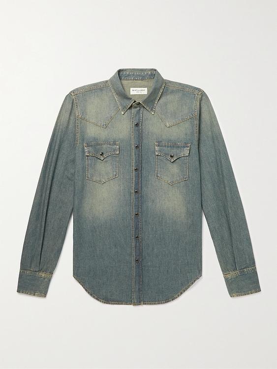 Dark grey denim shirt from Saint Laurent