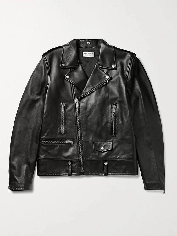 Black leather jacket from Saint Laurent