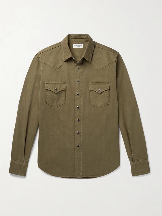 Taupe casual shirt from Saint Laurent