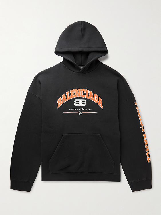 Print black hooded sweatshirt from Balenciaga