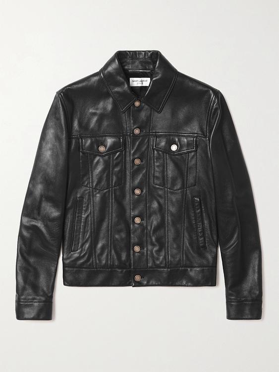 Black leather jacket from Saint Laurent