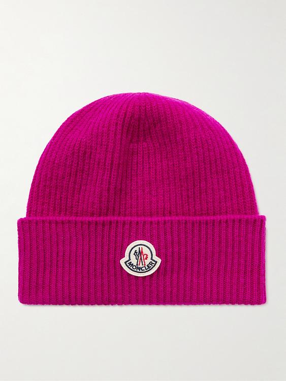 Print pink beanie from Moncler