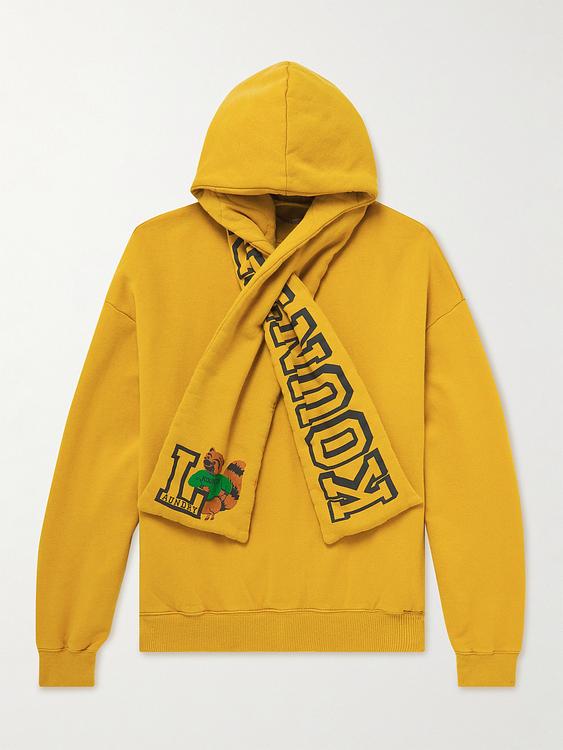 Print dark yellow hooded sweatshirt from Kapital