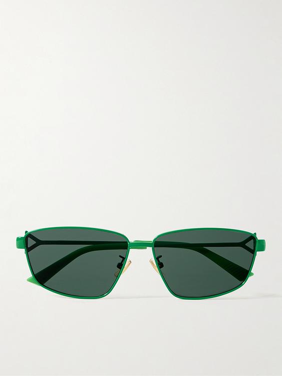Teal d-frame sunglasses from Bottega Veneta