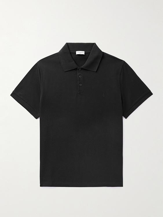 Black short sleeve polo shirt from Saint Laurent
