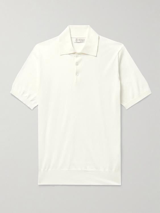 White short sleeve polo shirt from Brunello Cucinelli