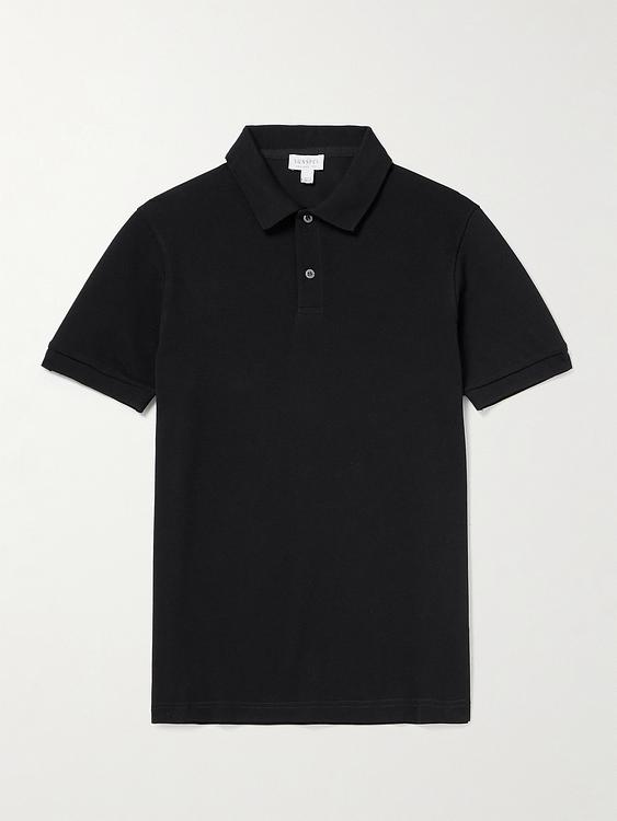 Black short sleeve polo shirt from Sunspel