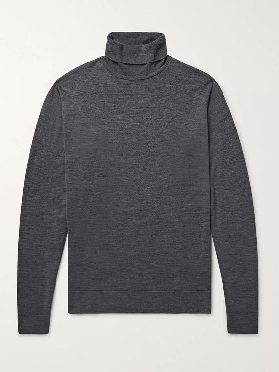 Dark grey turtleneck from John Smedley