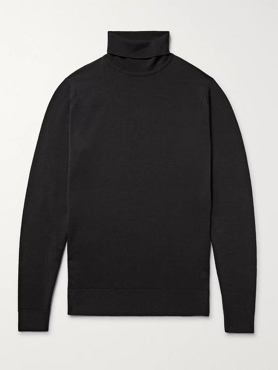 Black turtleneck from John Smedley