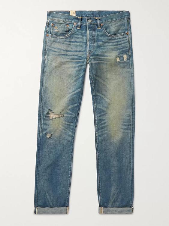 Dark grey distressed jeans from RRL