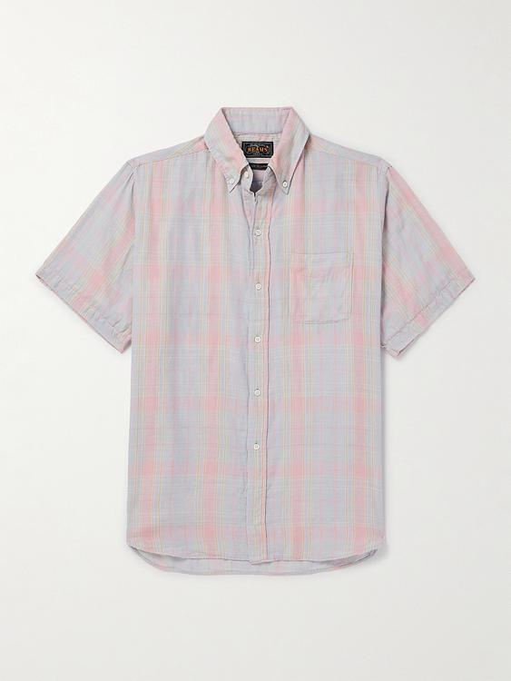 Checkered multicolor short sleeve shirt from Beams Plus