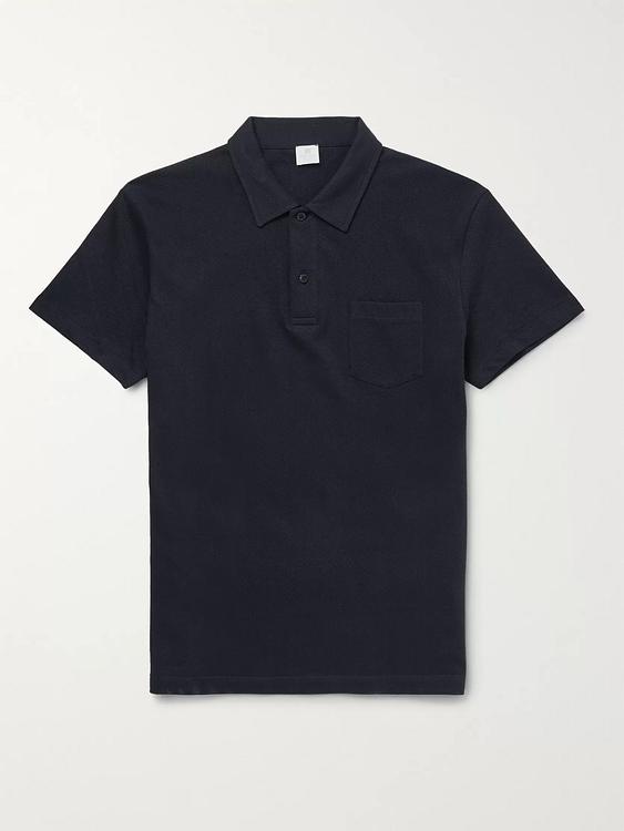 Black short sleeve polo shirt from Sunspel
