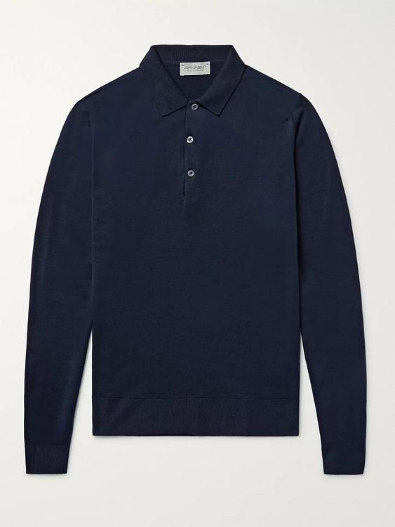Black long sleeve polo shirt from John Smedley