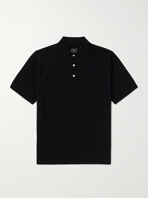 Black short sleeve polo shirt from Beams Plus