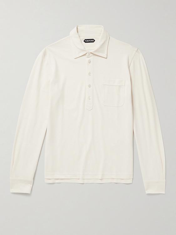 White long sleeve polo shirt from Tom Ford